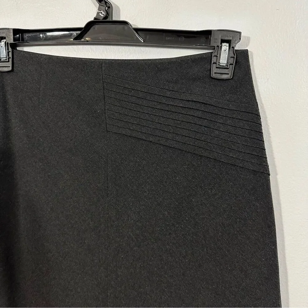 Anthropologie Charcoal Gray Asymmetrical Pleated Midi Skirt Women’s Size 6